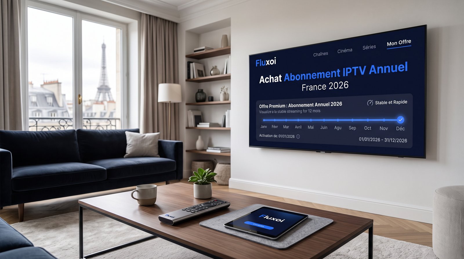 Achat abonnement IPTV annuel en France 2026 - Fluxoi